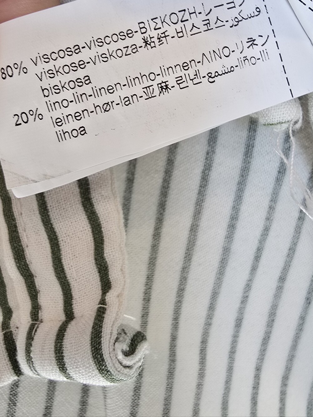 Zara Cream And Green Striped Linen Blend Button Up Shirt - Picture 3 of 6